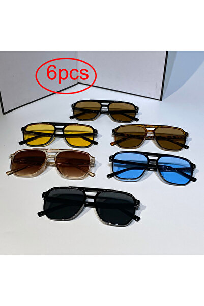Choice 6 قطع من النظارات الشمسية الرجالية ذات الإطار المزدوج ذات المسامير الأ...