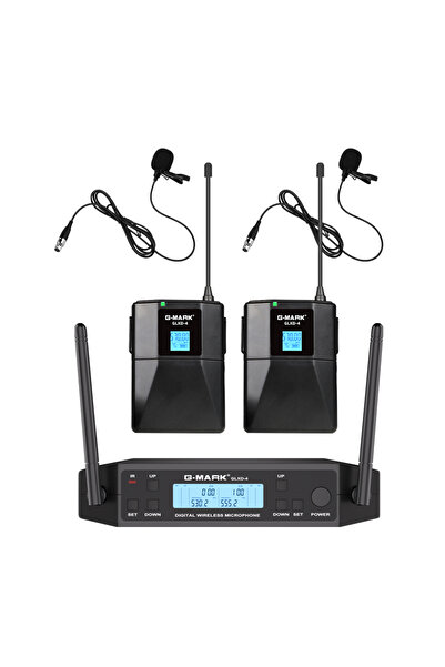 Choice ميكروفون لافالير لاسلكي 2lavalier-EU من G-MARK GLXD4 UHF احترافي مزود بمشبك سماعة رأس وحقيبة ظهر