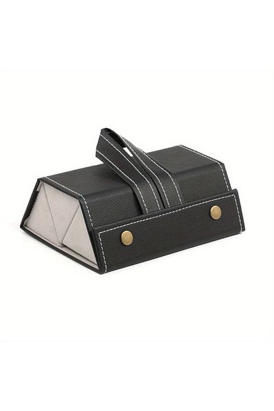 DUTRIEUX black 1pc 3/4/5/6 Slot Eyeglasses Storage Box, Foldable Portable Travel Case, Sunglasses Solid Color