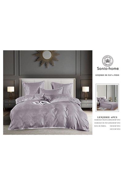 Sonia-home 6-piece satin cotton underwear – Sonia Home Damasc Lavender Damasc