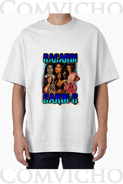 COMVİCHO تي شيرت مطبوع بتصميم Cardi b v1 للجنسين