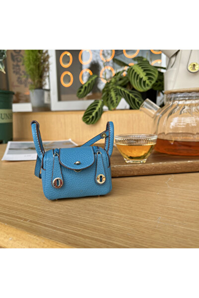 Choice حقيبة صغيرة زرقاء أنيقة من الجلد الصناعي المصنوع من الألياف الدقيقة لح...