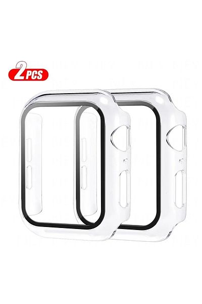 Choice Series 4654 SE 44MM Trans Transpare 2Pcs Tempered Glass+cover For Apple Watch Case 45mm 41mm 44mm 40