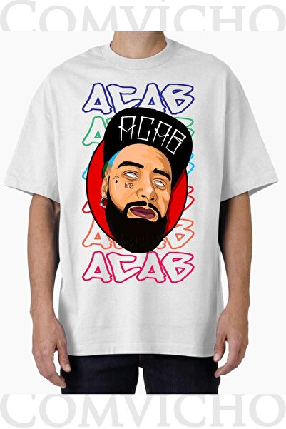 COMVİCHO Unisex Acab V1 Design Printed Oversize T-Shirt