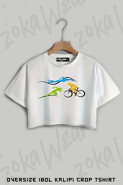 ZOKAWEAR Tricou oversize cu imprimeu triatlon
