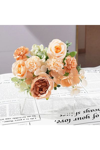 Choice Autumn Yellow 7 Heads Artificial Peony Flowers Silk Rose Hydrangea Bride Bouquet Home Room Table Dec