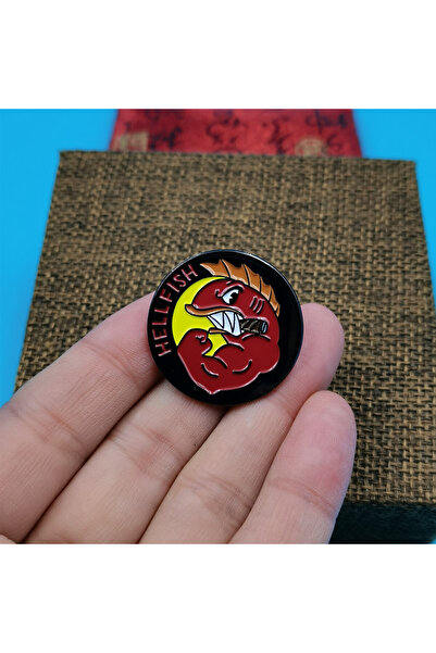 Choice دبابيس بروشيه مطلية بالمينا، بلون ذهبي أصفر فاتح، بتصميم سمكة الجحيم ا...