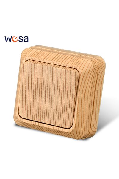 Choice EU 1 Gang 1 Way Switch Wood Paint Wall Surface 2 Sockets Plugs EU Exterior Electrical Outlets With G