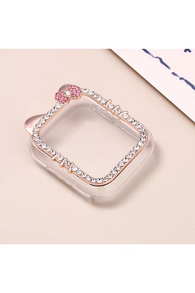 Choice 44mm Rose Gold Protective Case for Apple Watch Case 9/8/7 41 46mm 45mm Bling Rhinestone Bumper Frame