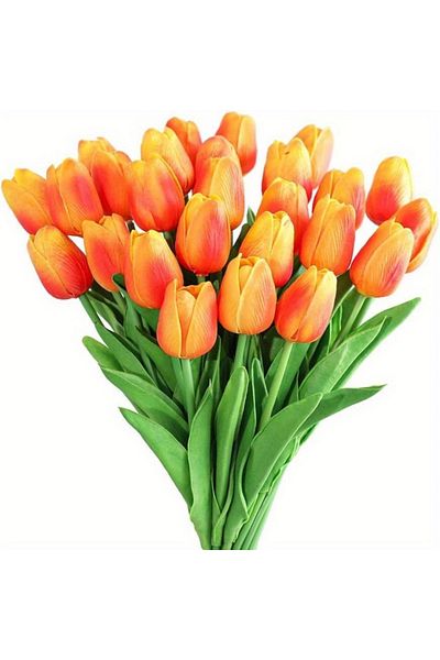 Choice 13 Orange 5/7/9/11/13 Bundles Vibrant Real Touch Artificial Tulips -Faux Flowers - &Home Accent - We