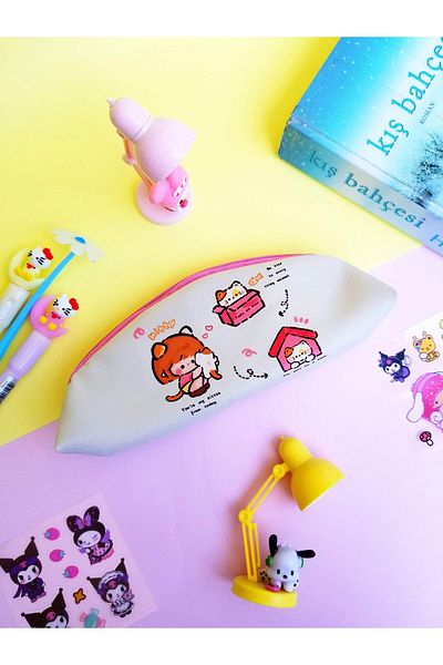 şengül takı evi Japanese Girl Anime Character Cat Kitchen Ribbon Cute Kawai School Oxford Cloth Pencil Case Pen Holder