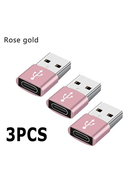 Choice 3Pcs Pink 3PCS USB To Type C OTG Charge Adapter For iPhone 14 13 12 Pro Max USB-C to USB Type-c Fema