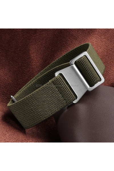 Choice سوار ساعة مضفر من النايلون الأخضر مقاس 22 مم، حزام نايلون مرن، حقيبة م...