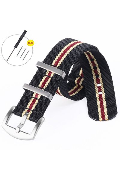 Choice 20mm B-BlackBeigeRed High Density Nylon Strap for Omega Seamaster 007 20mm 22mm Soft Nylon Bracelet