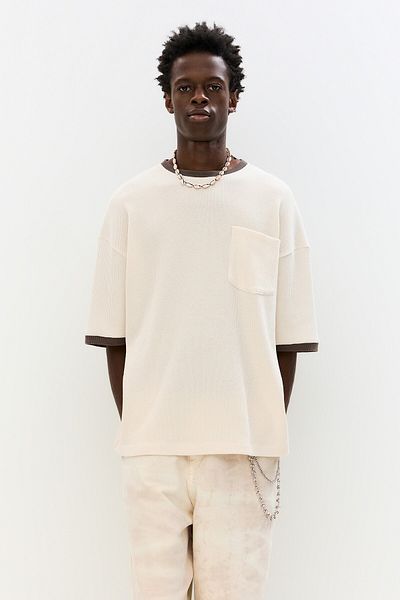 Pull & Bear Ribbed waffle-knit T-shirt