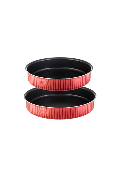 Newflon 2-piece Round Oven Trays For All Baked Goods And Multi-use Large 26 Cm Medium 24 Cm Height 5 Cm