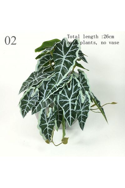 Choice 02 Artificial Turtle Back Leave Plant Rattan Potted Ornament Simulation Watermelon Leaf Green Vine B