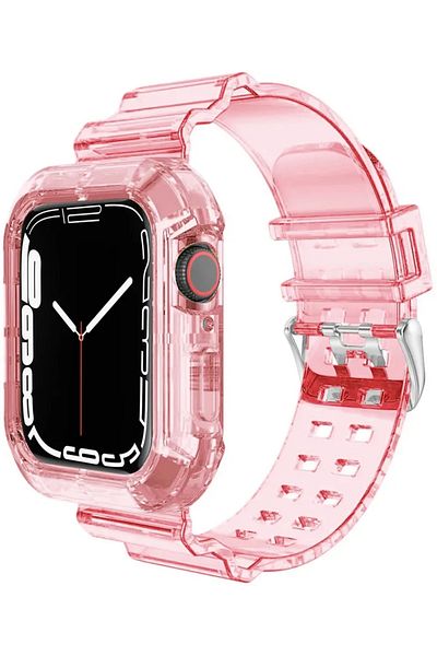 Choice 42mm 44mm 45mm Poink Clear Band + Case for Apple Watch Series 9 8 7 6 SE 5 49mm 45mm 44mm 42mm 41mm