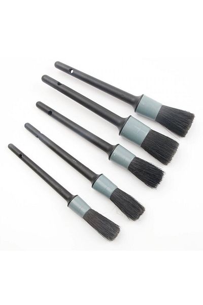 OEM Set of 5 professional brushes Grey for cleaning car interior and exterior, body elements, dashboard,