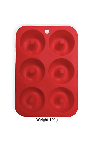 Choice Red Heat Resistant Silicone Donut Mold for 6 Doughnuts Food Grade Sili...