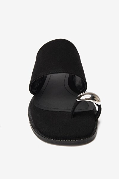 Seniorah Black Suede Flip Flops Women's Slippers