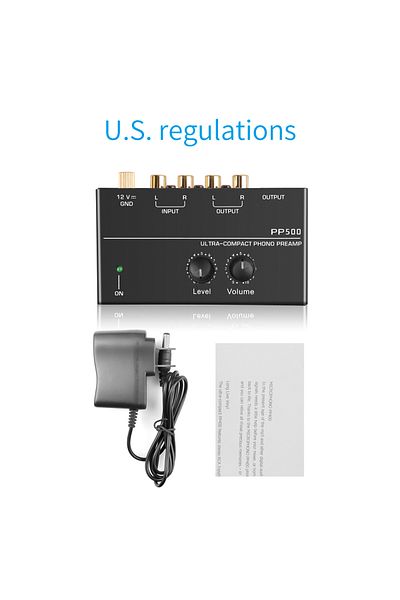 Kebidumei US Plug PP500 Phono Preamp Preamplifier Headphone Preamplifier Microphone Enlarge Mixer with Level V