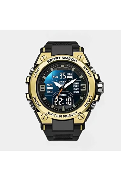 Choice Gold Men's digital sports watch alarm clock, timing, date function, al...