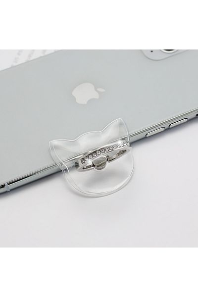 WSSHE A21-cat Universal Transparent Finger Ring Mobile Phone Smartphone Stand Holder For iPhone 12 Xiaomi