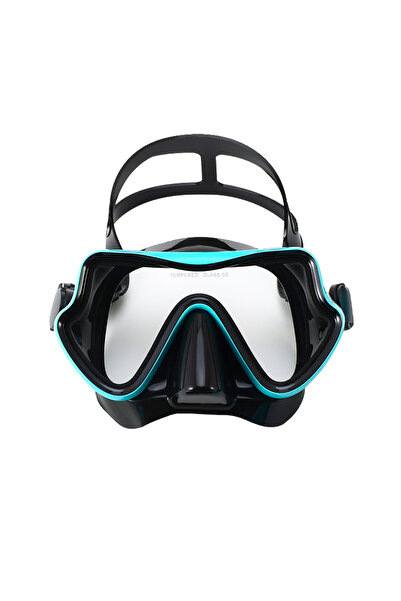Choice قناع غوص أسود وأخضر ونظارات سباحة وغطس وغوص مع تنورة من السيليكون وزجا...