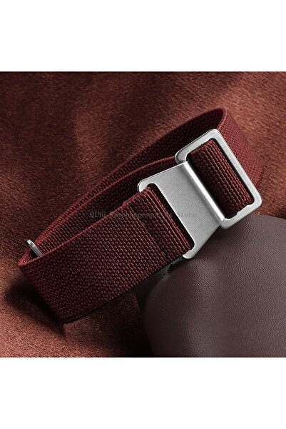 Choice سوار ساعة من النايلون المضفر باللون الأحمر الخمري مقاس 20 مم، حزام ناي...