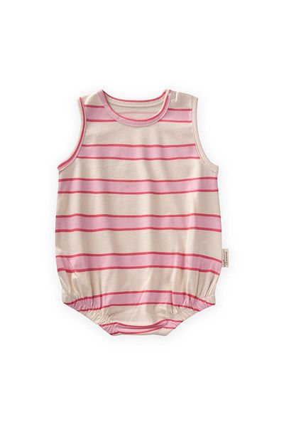 Cigit Striped Bodysuit 0-3 Years Powder Wide Striped