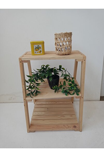 Wooden Factory 3 Katlı Ahşap Raf - Ev, Ofis , Mutfak ve Balkon Kullanımı