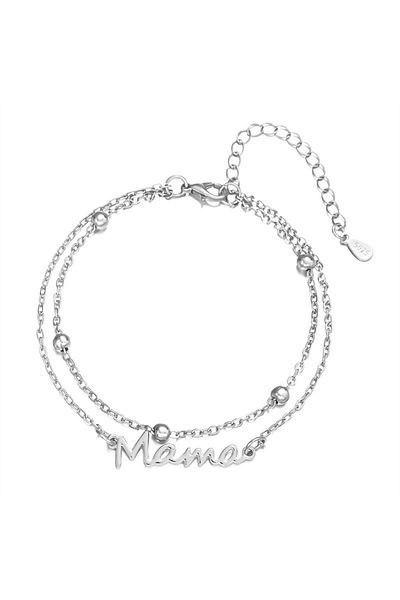 Choice Sliver Double Layer Simple Letter Mama Charm Bracelet for Women Metal 3 Colors Double Layer Chain Ba
