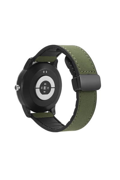 Choice3 22mm Strap Military Green 22mm Leather Strap for Samsung Galaxy Watch5 Pro 45mm 4 6 Classic 42m