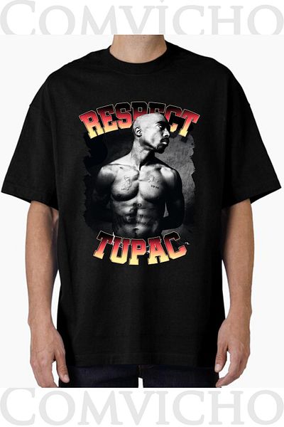 COMVİCHO Unisex Tupac V19 Design Printed Oversize T-Shirt