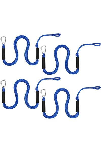 Choice 4ftsinglehook4pblue Dock Lines with Hook - Boat Bungee Dock Lines 4 Pack 4-5.5 ft Boat Accessories P