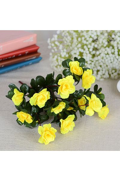 Choice Yellow Outdoor Fall Artificial Red Azalea High Quality Flowers Bushes UV Resistant Decor Fake Flower