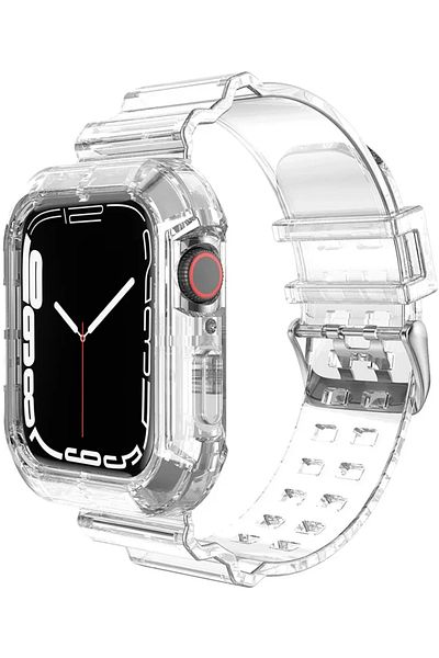 Choice 38mm 40mm 41mm White Clear Band + Case for Apple Watch Series 9 8 7 6 SE 5 49mm 45mm 44mm 42mm 41mm