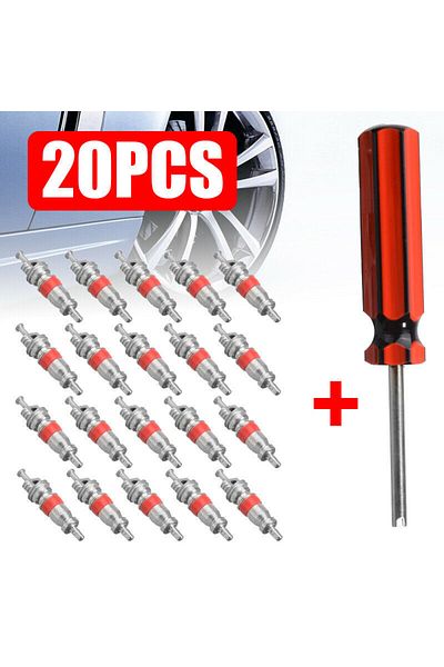 Choice 20pcs Car Tire Valve Core Removal Tools Insert With Remover Tool For Car Bike Motorcycle Wheel Va...