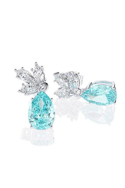 Choice E1476 Huitan Women's Dangle Earrings with Blue Water Drop Cubic Zirconia Wedding Party Accessories F