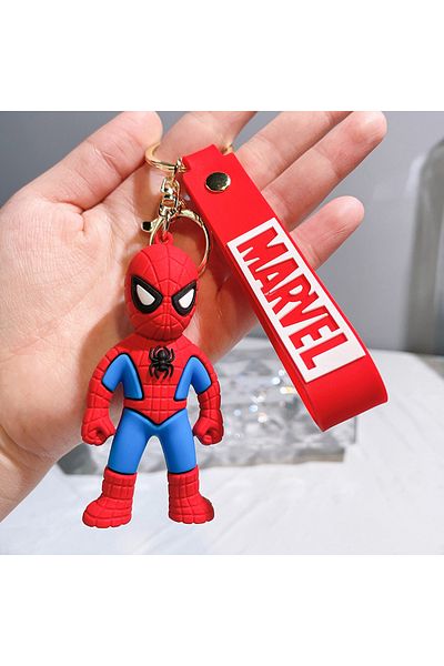 Miniso 008 Cartoon Marvel Avengers Keychain - Spider-for Man, Iron Man, Hulk Silicone Backpack Charms, Comi