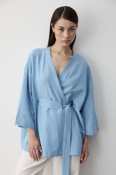 Laluvia Kimono cu centură interioară albastră - 5383