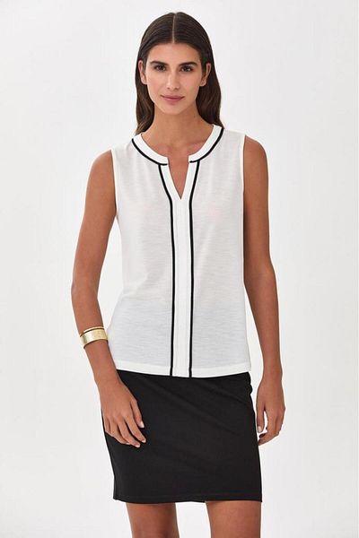 İKİLER Judge Collar Piping Detailed Blouse 025-1022