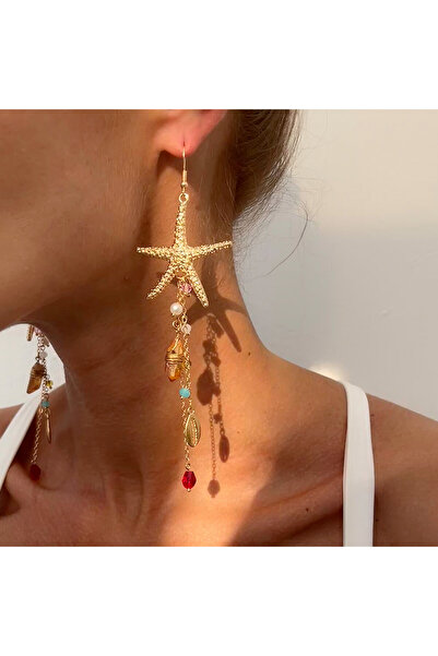 Choice أقراط نسائية ذهبية اللون من إنجيمارك بتصميم نجمة البحر وقنديل البحر مع...