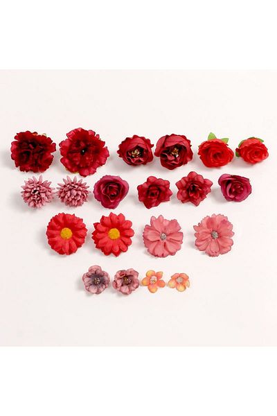 Choice Red 20Pcs/Lot Rose Artificial Flowers Mixed Fake Flower Garden Wedding Decora Party Home Room Decor