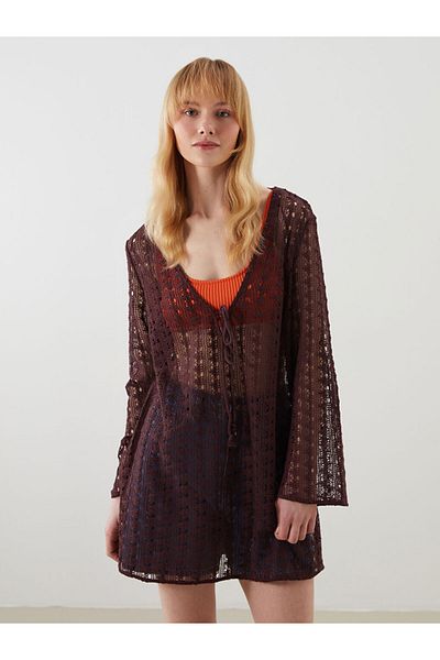 LC Waikiki Νέα σεζόν V-Neck Openwork Beach φόρεμα - S5BR47Z8