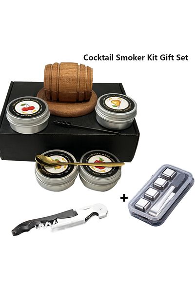 Choice Set-G Whiskey Smoker Kit with Natural Wood Chips Anti-Burn Cocktail Smoker Set Reusable Stainless St