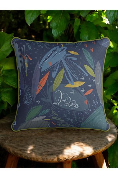 ASDİVA Husă de pernă din catifea cu model de frunze abstracte colorate 43x43 cm - husă de pernă decorativă