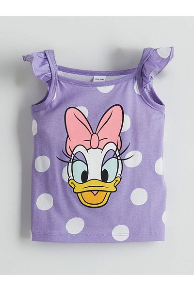 LC Waikiki Lcw Baby Daisy Duck Printed Baby Girl Shorts Pajamas Set