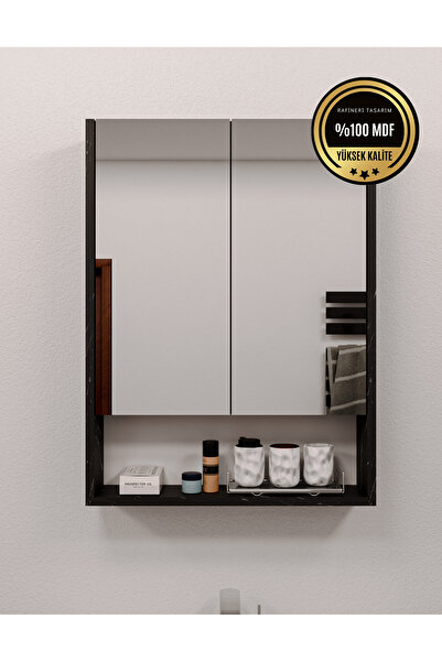 DEKORFİM DF16104BD MDF 2 Kapaklı Aynalı Banyo Dolabı Lavabo Üstü Dolap Çok Amaçlı Banyo Dolabı
